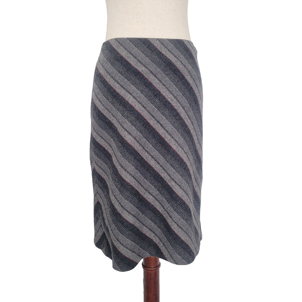 Vintage Gap Wool Blend Striped Midi Skirt Size XS Gray Dark Academia Grunge